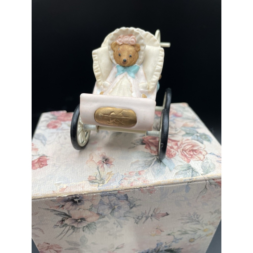 Jan Hagara '92 Ceramic Teddy Bear Figurine "Sophie's  Buggy"